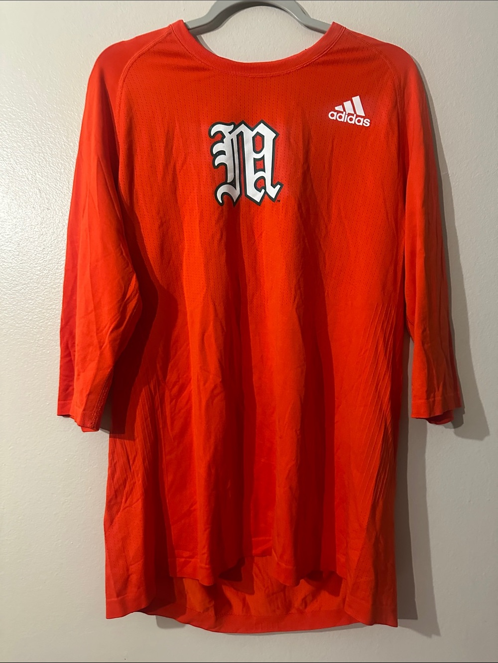 Miami Hurricanes Adidas Baseball Shirt Team Issued Game Sz Xl